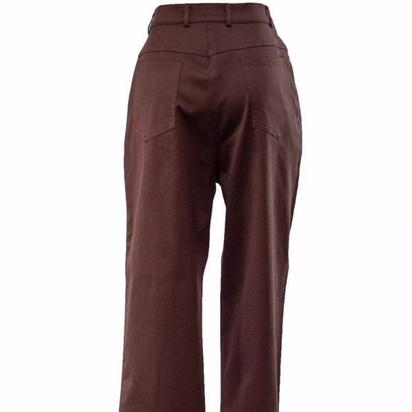 St John by Marie Gray Brown Gold Accent Tailored Straight Leg Trousers Pants Sz8 - Picture 12 of 16